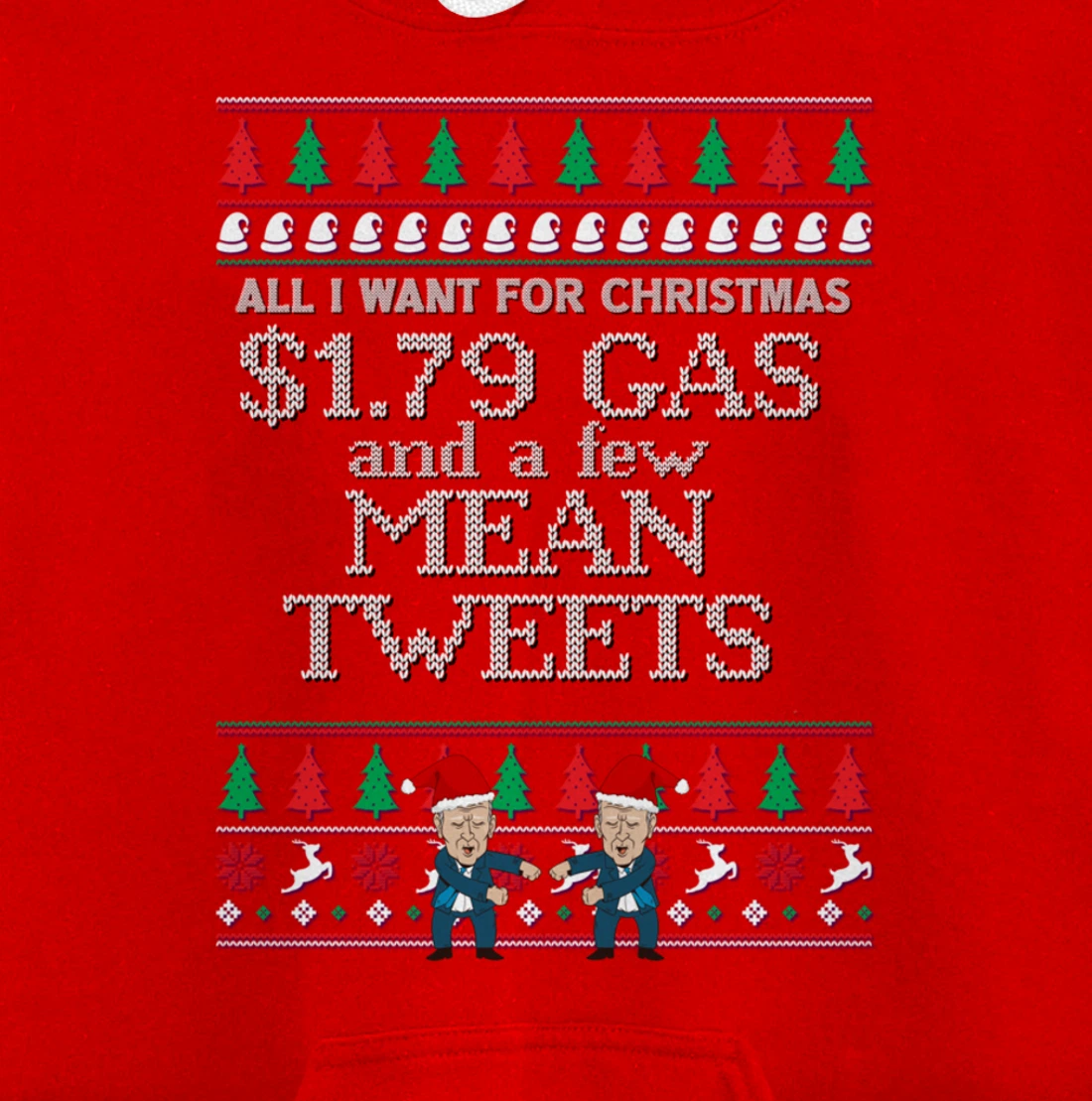 All I Want for Christmas Biden Trump Mean Tweets Cheap Gas Pullover Hoodie