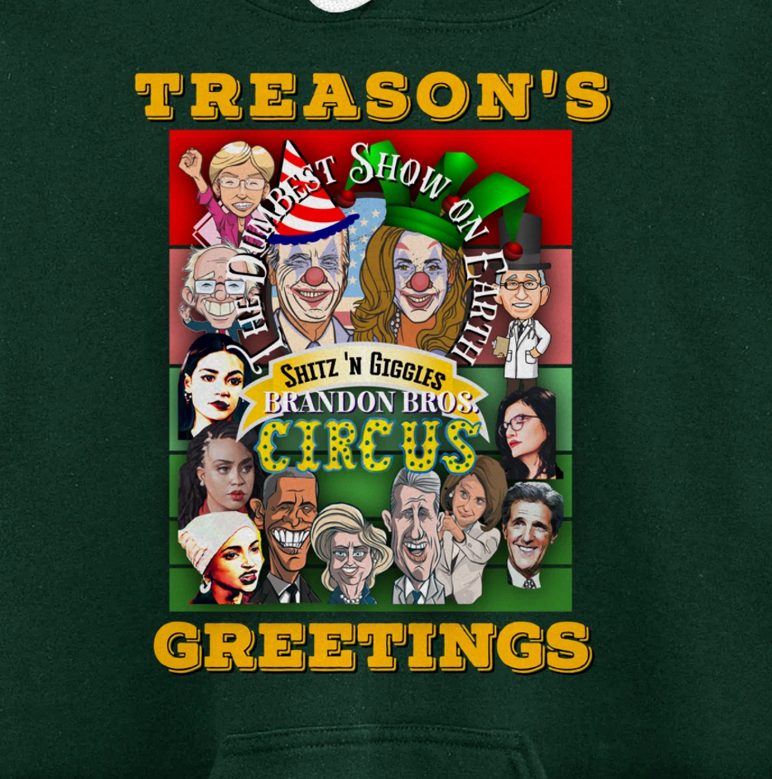 Swamp Xmas Wreath Biden Squad Trump Ugly Christmas Sweater Pullover Hoodie