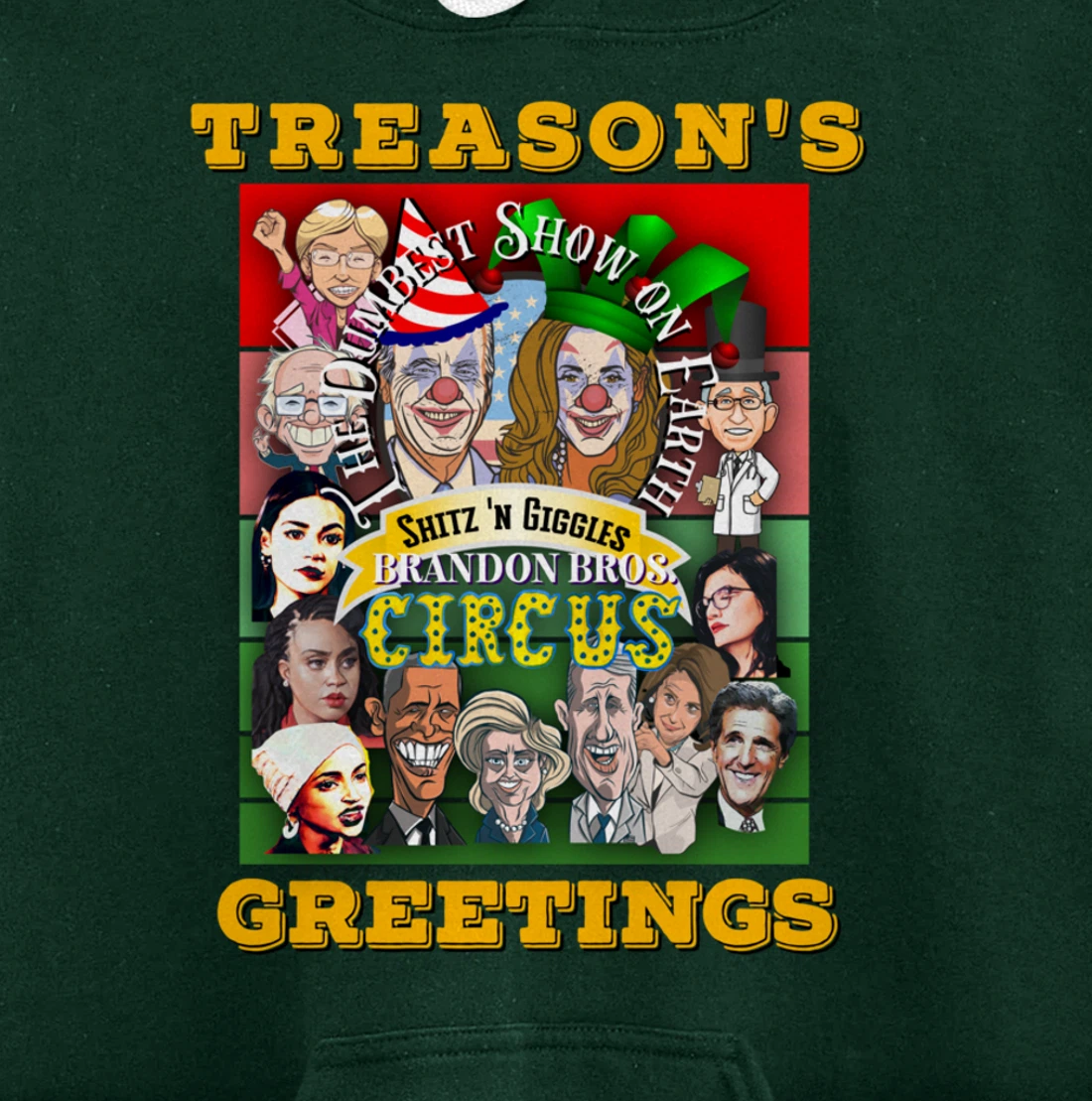 Swamp Xmas Wreath Biden Squad Trump Ugly Christmas Sweater Pullover Hoodie