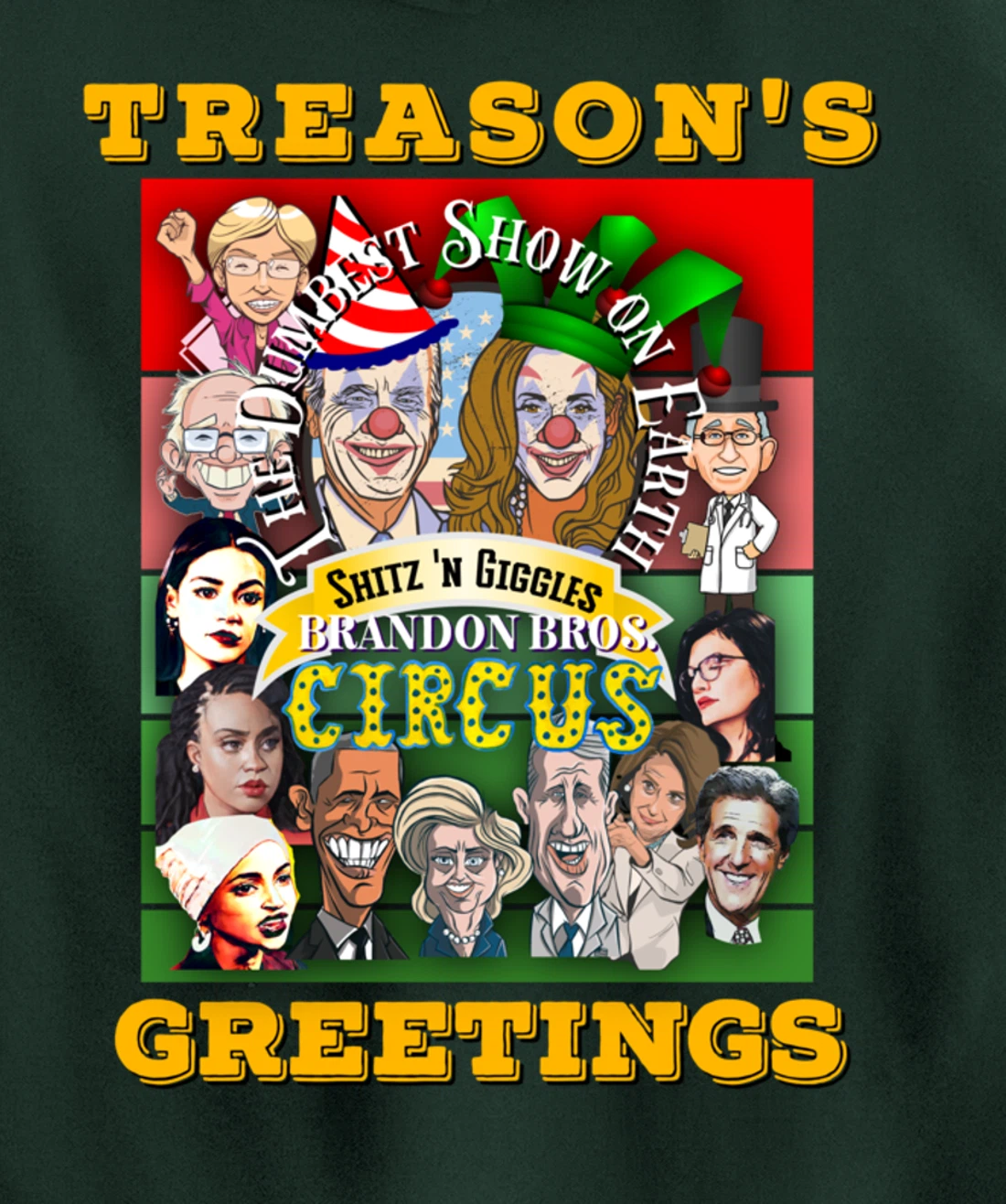 Swamp Xmas Wreath Biden Squad Trump Ugly Christmas Sweater Pullover Hoodie