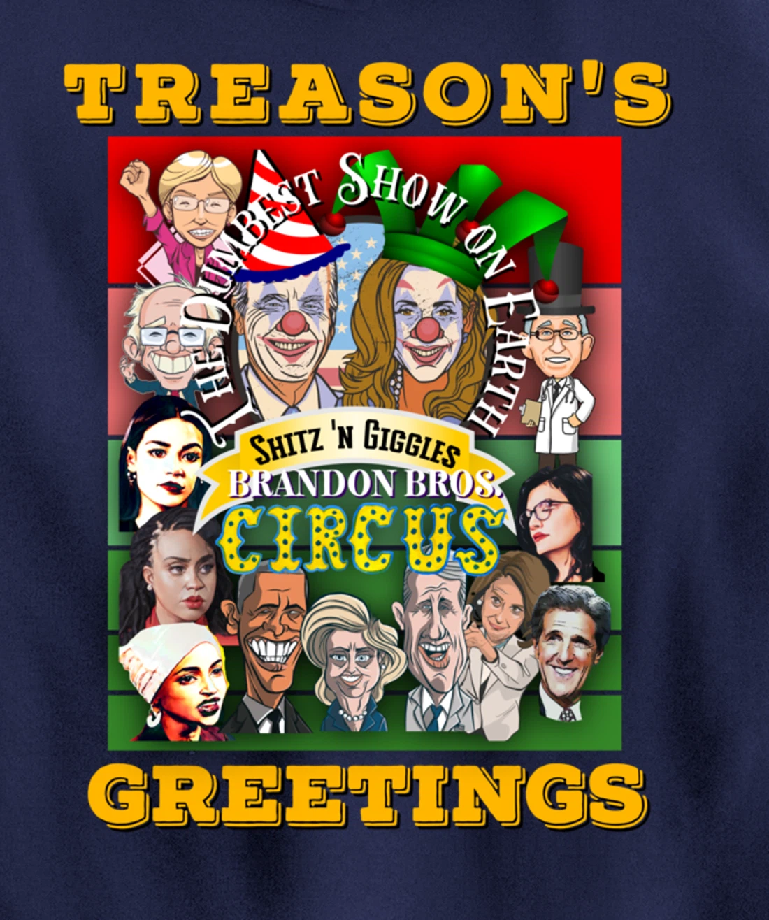 Swamp Xmas Wreath Biden Squad Trump Ugly Christmas Sweater Pullover Hoodie