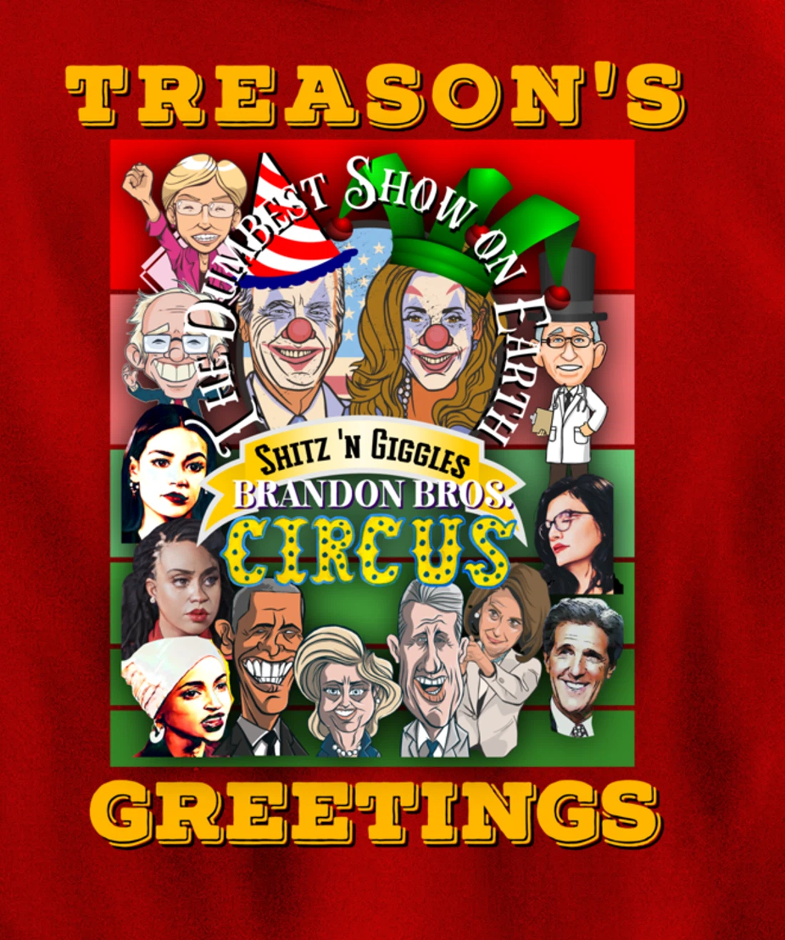 Swamp Xmas Wreath Biden Squad Trump Ugly Christmas Sweater Pullover Hoodie