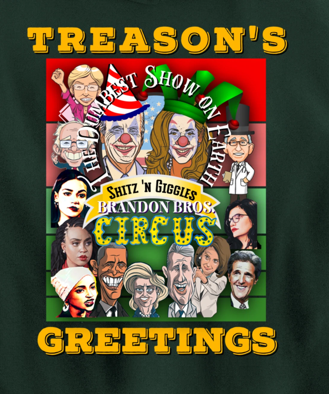 Swamp Xmas Wreath Biden Squad Trump Ugly Christmas Sweater Pullover Hoodie