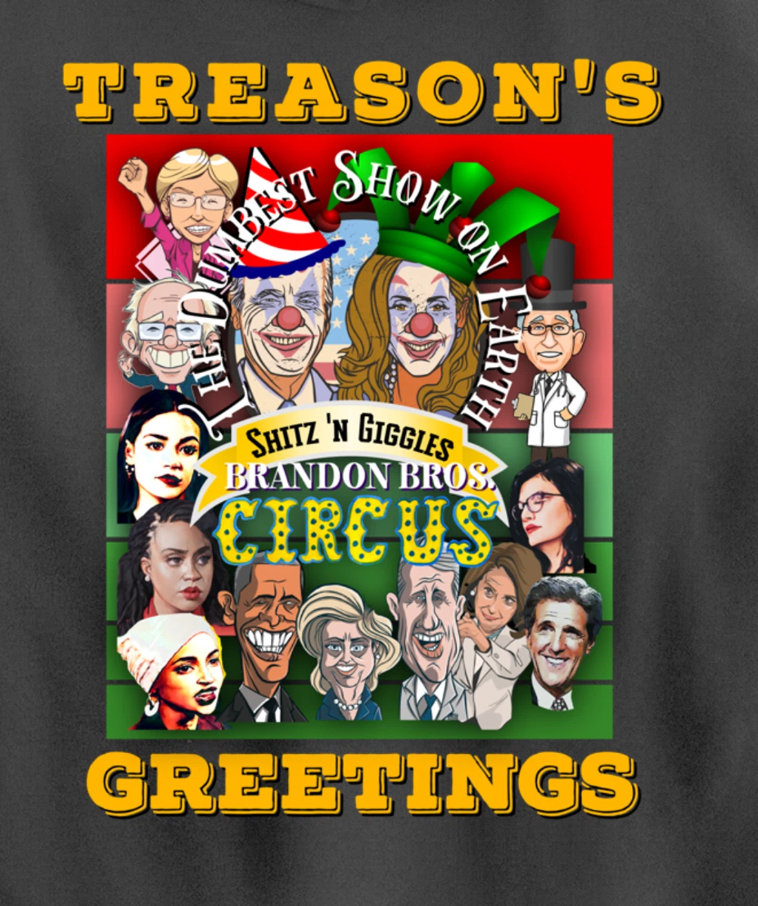 Swamp Xmas Wreath Biden Squad Trump Ugly Christmas Sweater Pullover Hoodie