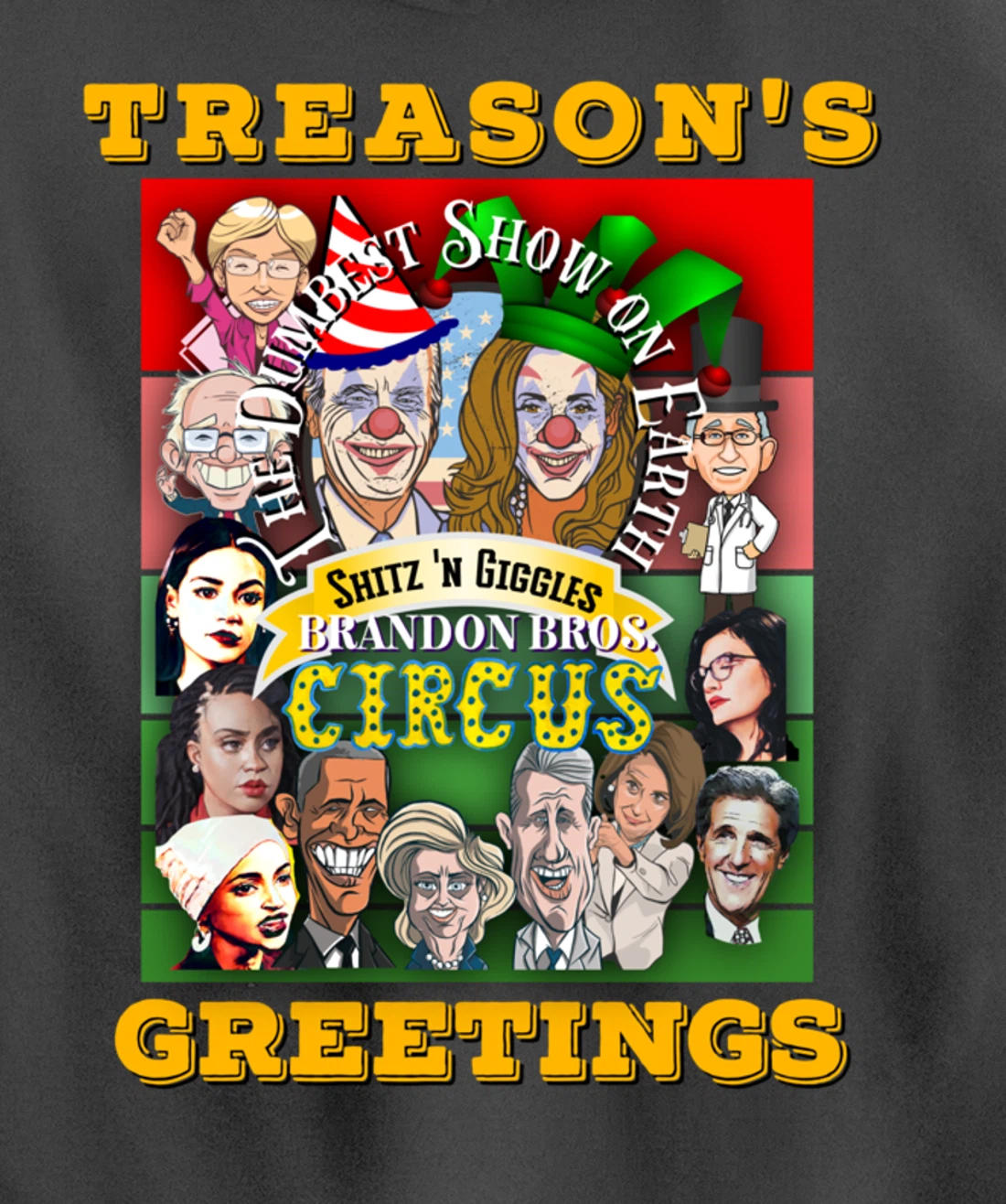 Swamp Xmas Wreath Biden Squad Trump Ugly Christmas Sweater Pullover Hoodie