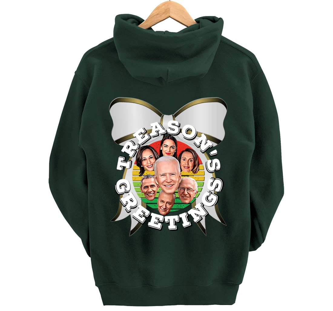 Swamp Xmas Wreath Biden Squad Trump Ugly Christmas Sweater Pullover Hoodie