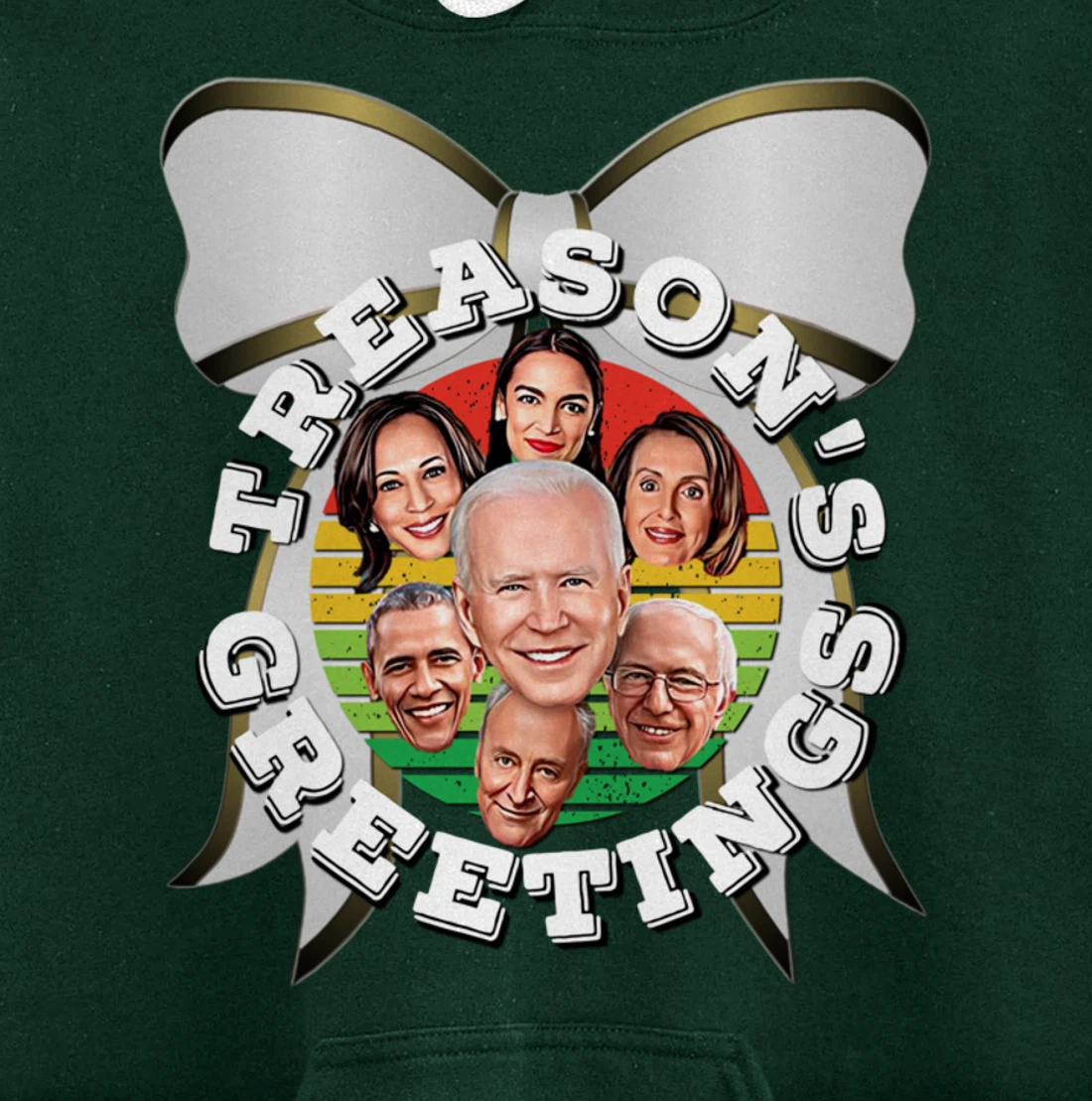 Swamp Xmas Wreath Biden Squad Trump Ugly Christmas Sweater Pullover Hoodie