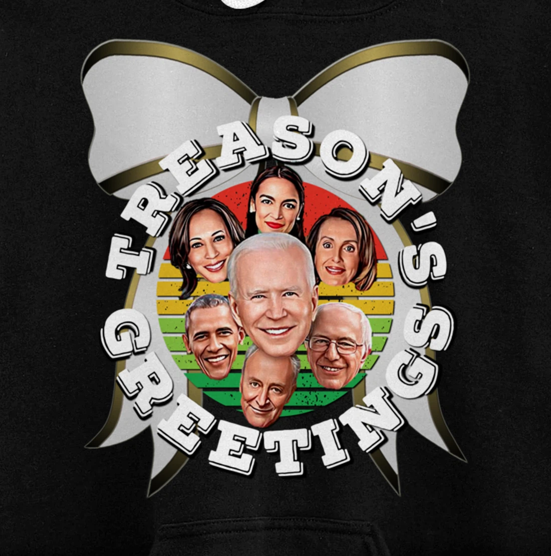 Swamp Xmas Wreath Biden Squad Trump Ugly Christmas Sweater Pullover Hoodie