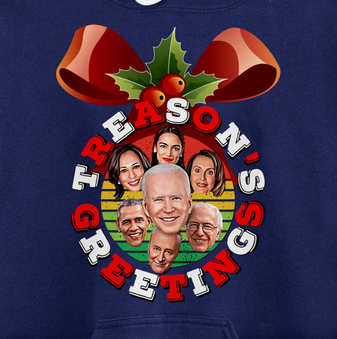 Swamp Xmas Wreath Biden Squad Trump Ugly Christmas Sweater Pullover Hoodie
