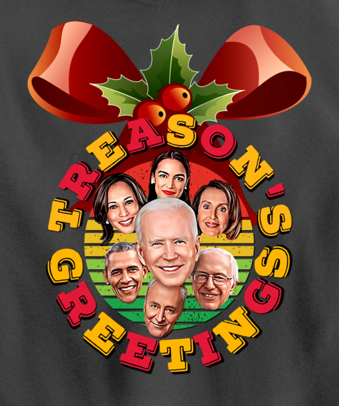 Swamp Xmas Wreath Biden Squad Trump Ugly Christmas Sweater Pullover Hoodie