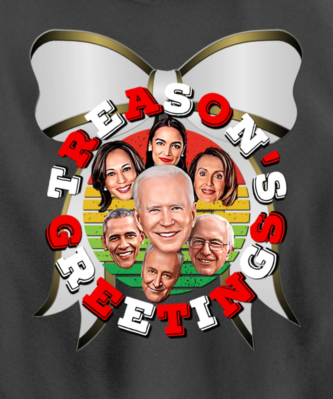 Swamp Xmas Wreath Biden Squad Trump Ugly Christmas Sweater Pullover Hoodie