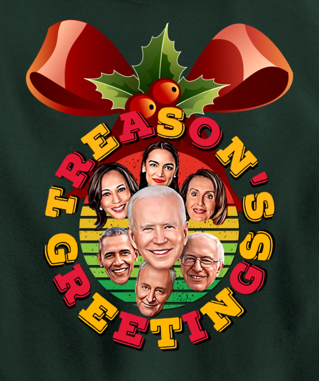 Swamp Xmas Wreath Biden Squad Trump Ugly Christmas Sweater Pullover Hoodie