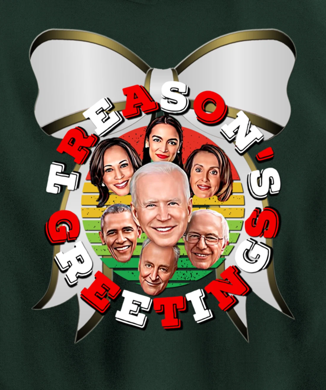 Swamp Xmas Wreath Biden Squad Trump Ugly Christmas Sweater Pullover Hoodie