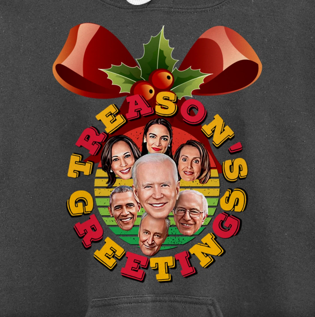 Swamp Xmas Wreath Biden Squad Trump Ugly Christmas Sweater Pullover Hoodie