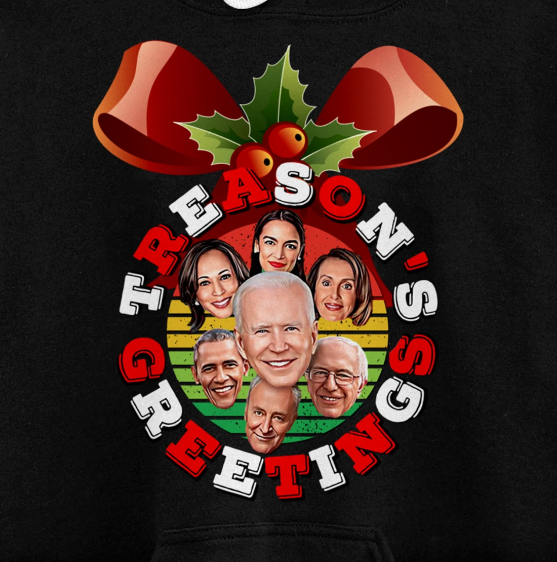 Swamp Xmas Wreath Biden Squad Trump Ugly Christmas Sweater Pullover Hoodie