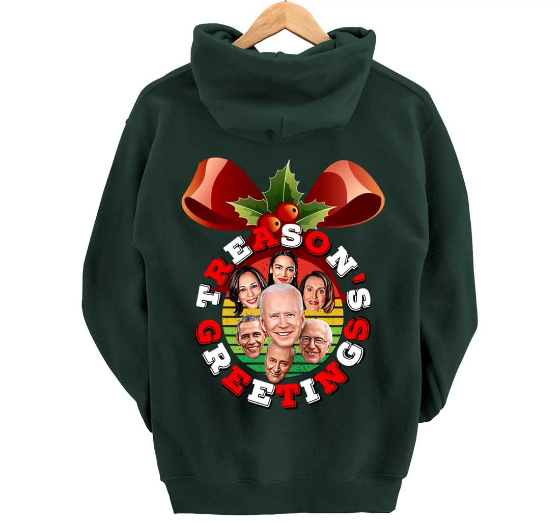 Swamp Xmas Wreath Biden Squad Trump Ugly Christmas Sweater Pullover Hoodie