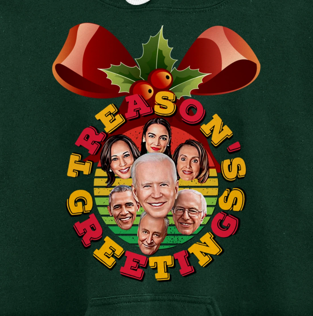 Swamp Xmas Wreath Biden Squad Trump Ugly Christmas Sweater Pullover Hoodie