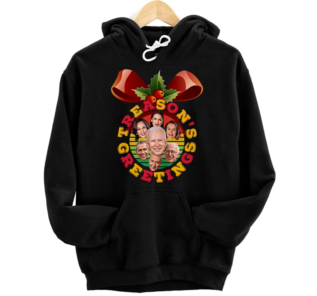 Swamp Xmas Wreath Biden Squad Trump Ugly Christmas Sweater Pullover Hoodie