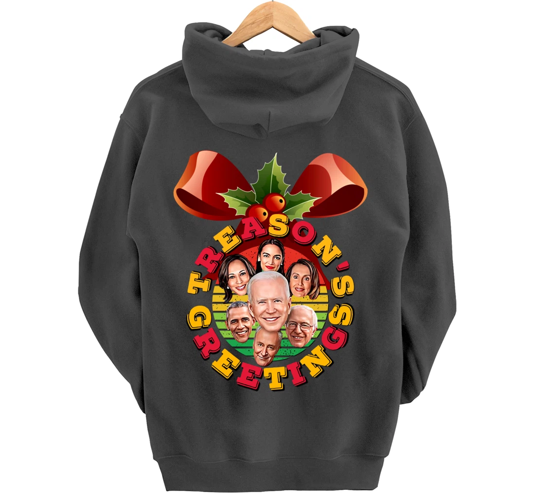 Swamp Xmas Wreath Biden Squad Trump Ugly Christmas Sweater Pullover Hoodie