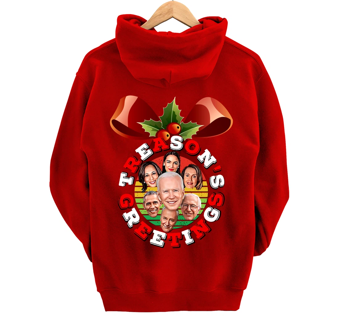 Swamp Xmas Wreath Biden Squad Trump Ugly Christmas Sweater Pullover Hoodie