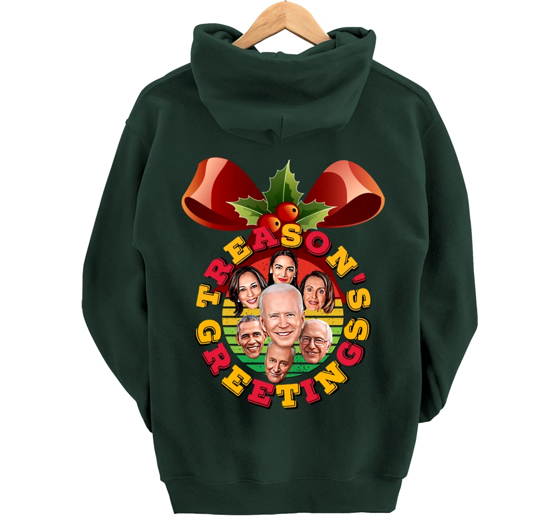 Swamp Xmas Wreath Biden Squad Trump Ugly Christmas Sweater Pullover Hoodie