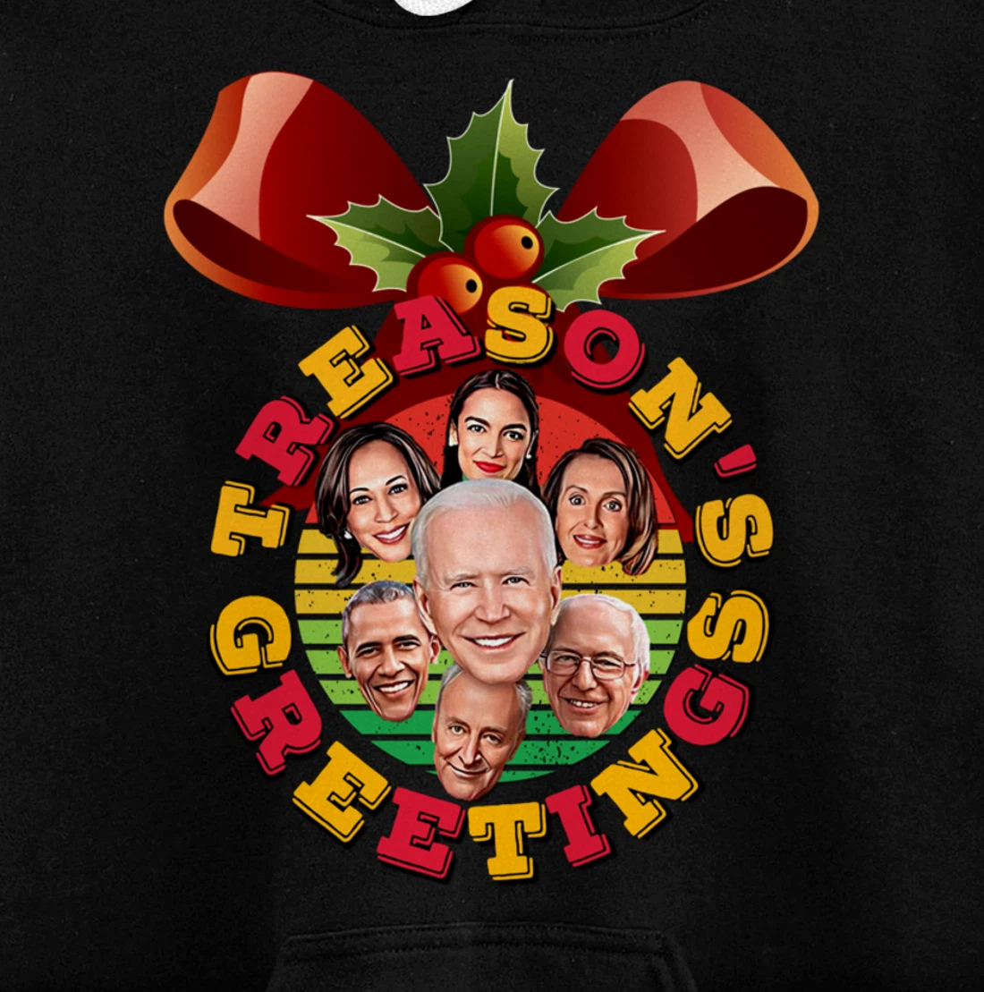Swamp Xmas Wreath Biden Squad Trump Ugly Christmas Sweater Pullover Hoodie