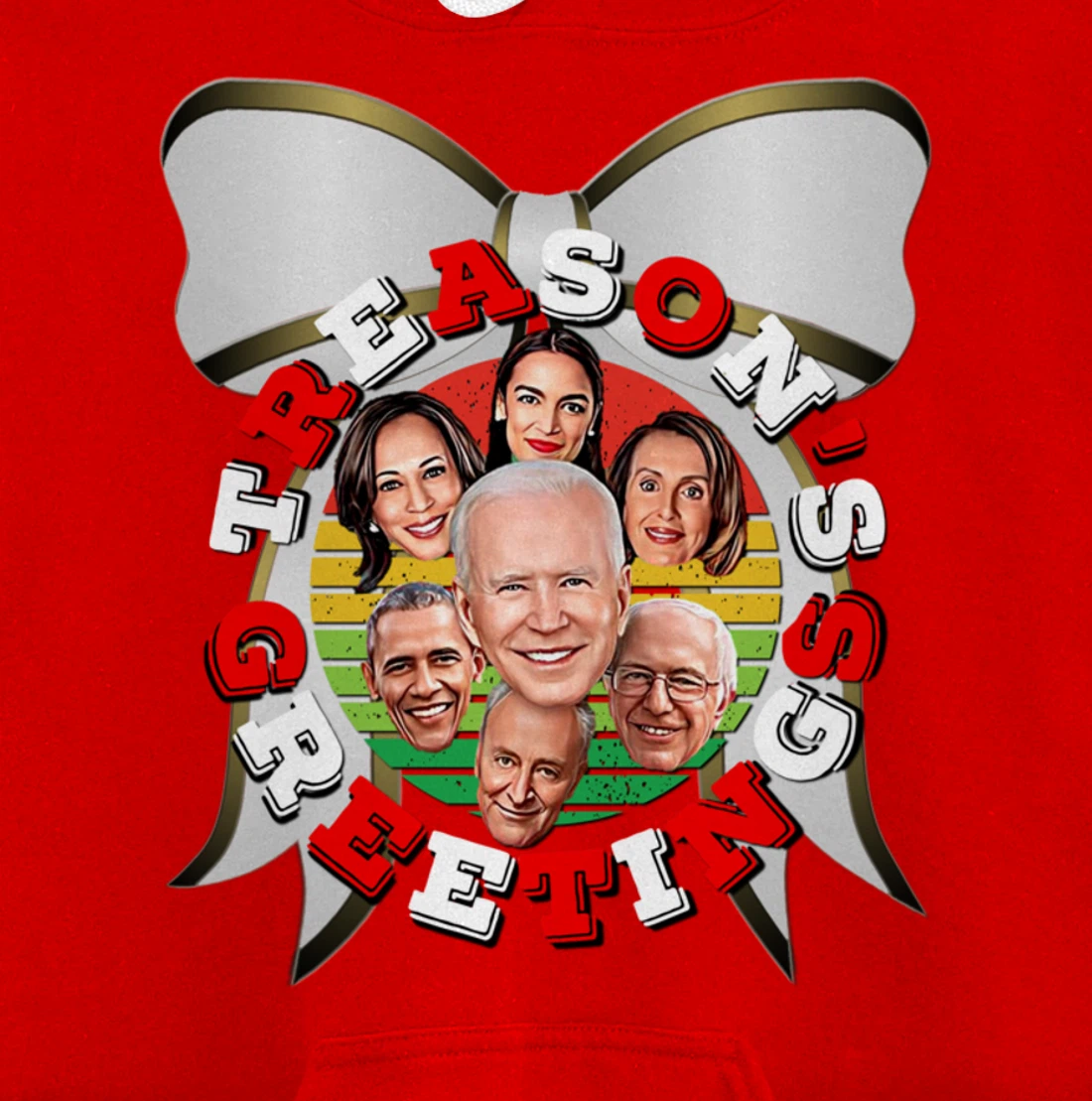 Swamp Xmas Wreath Biden Squad Trump Ugly Christmas Sweater Pullover Hoodie