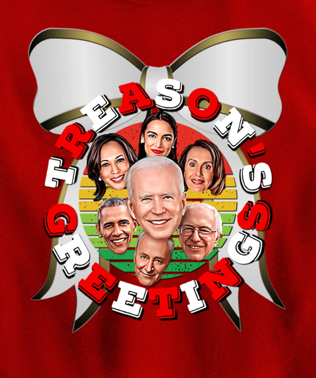 Swamp Xmas Wreath Biden Squad Trump Ugly Christmas Sweater Pullover Hoodie