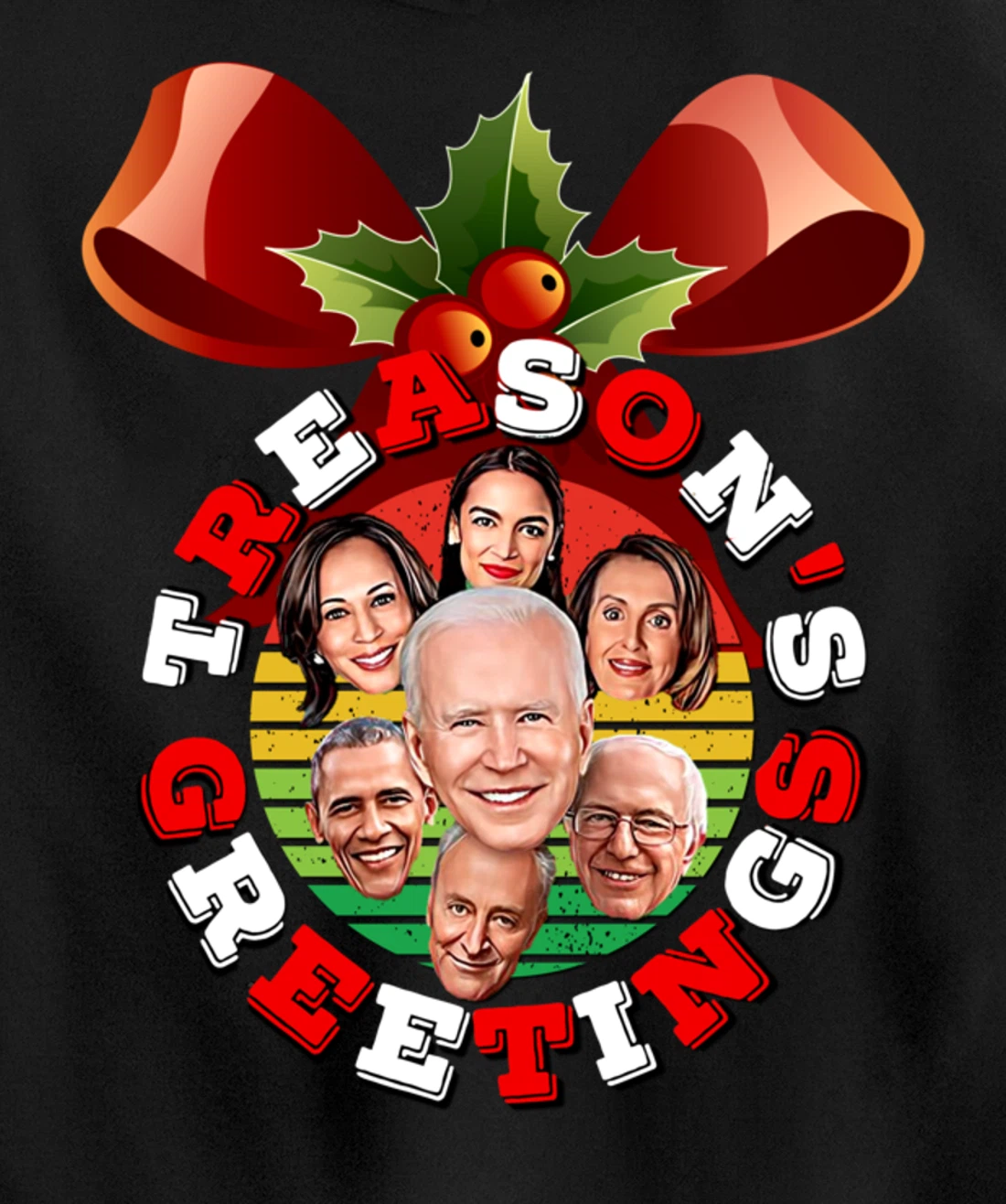 Swamp Xmas Wreath Biden Squad Trump Ugly Christmas Sweater Pullover Hoodie