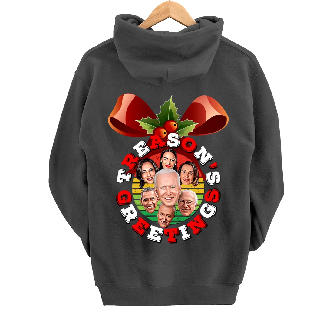 Swamp Xmas Wreath Biden Squad Trump Ugly Christmas Sweater Pullover Hoodie