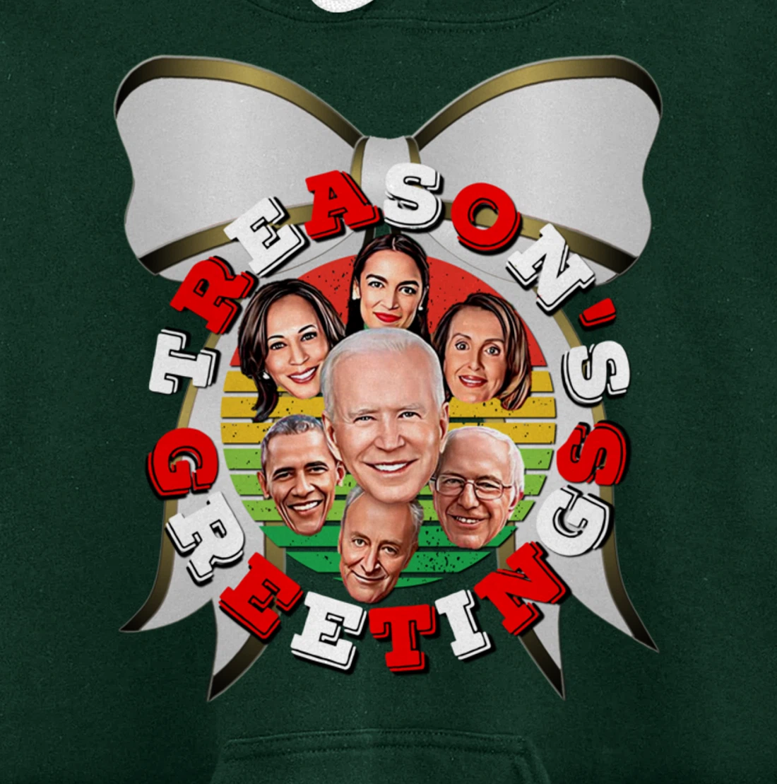 Swamp Xmas Wreath Biden Squad Trump Ugly Christmas Sweater Pullover Hoodie