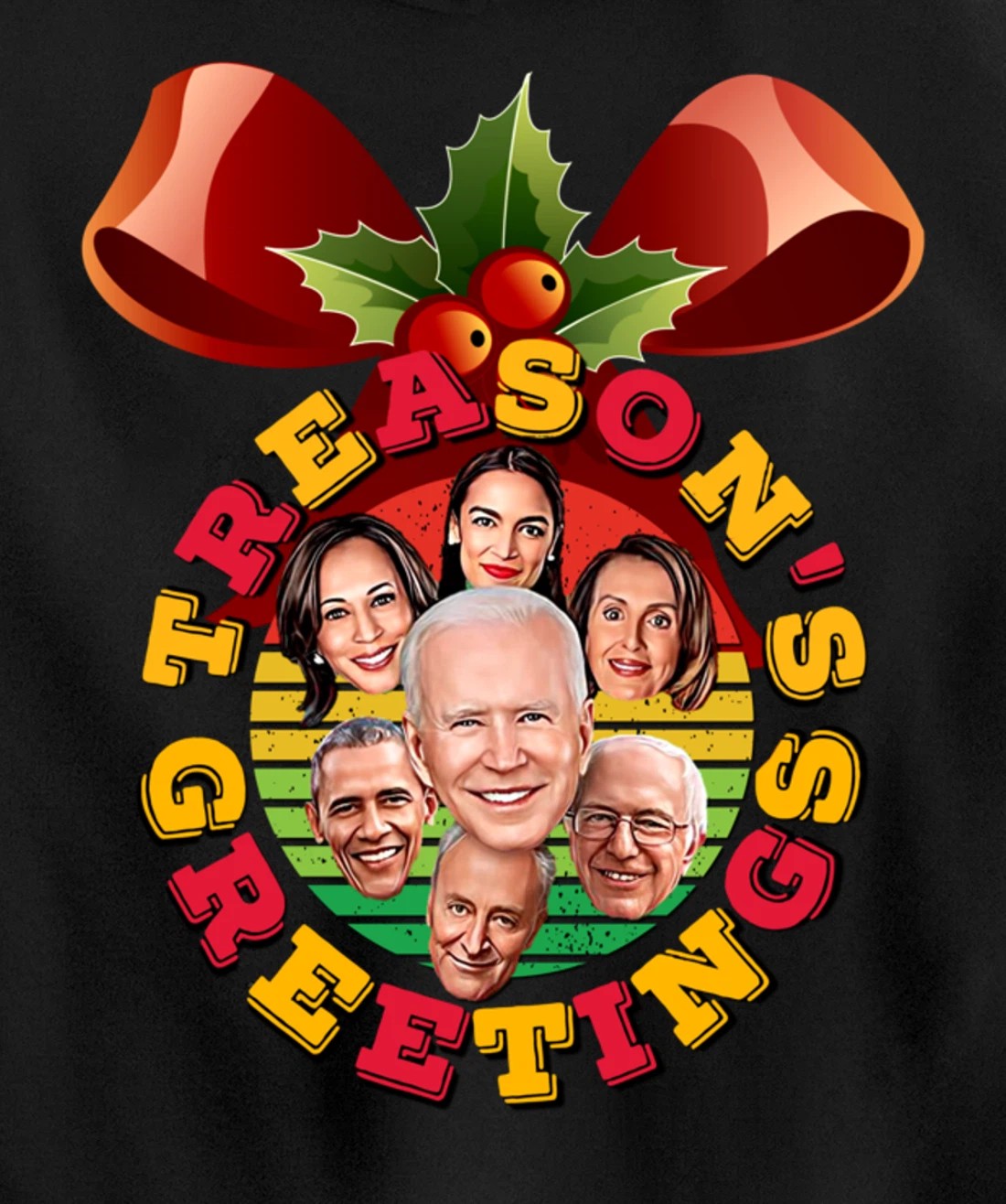 Swamp Xmas Wreath Biden Squad Trump Ugly Christmas Sweater Pullover Hoodie