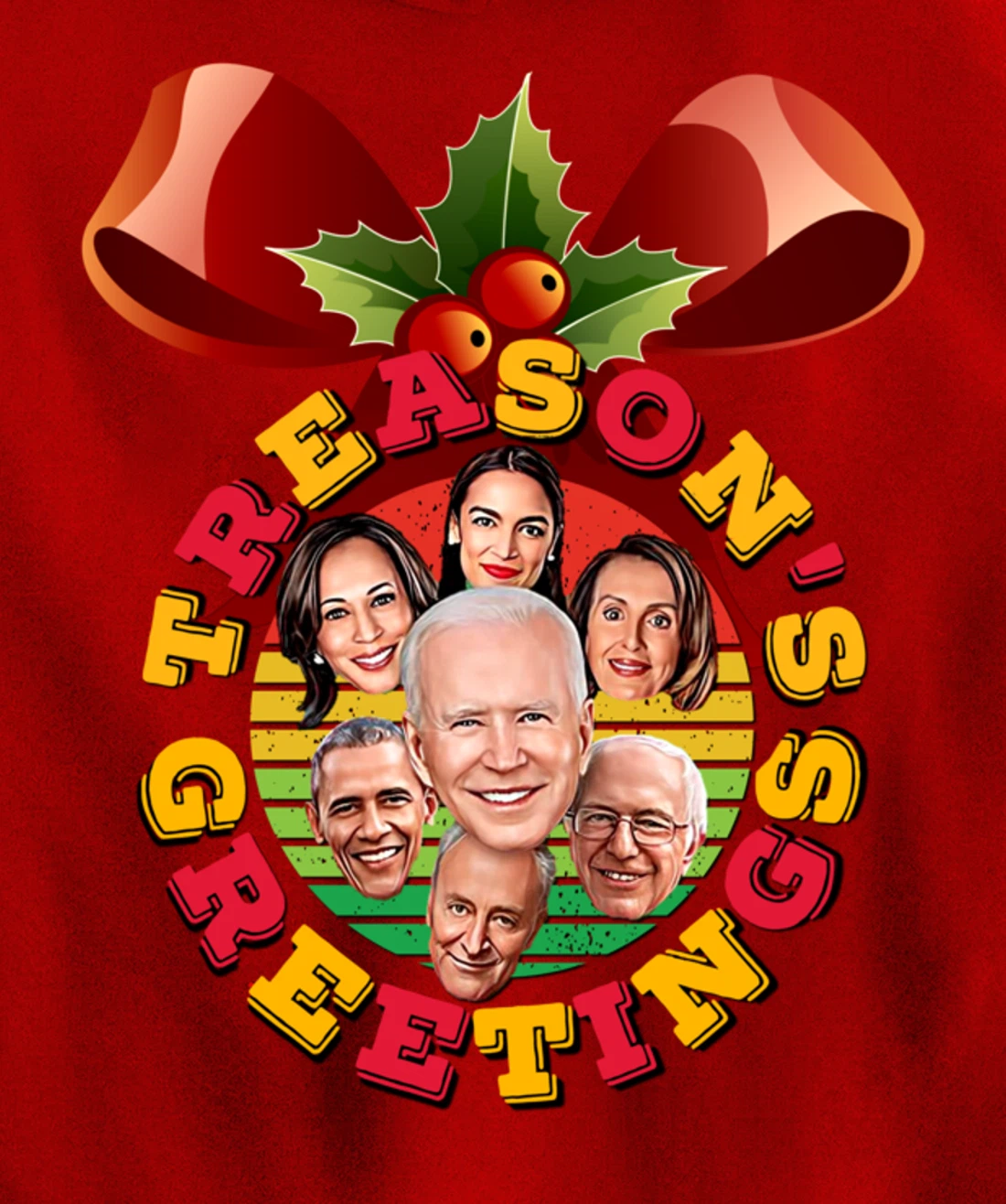 Swamp Xmas Wreath Biden Squad Trump Ugly Christmas Sweater Pullover Hoodie