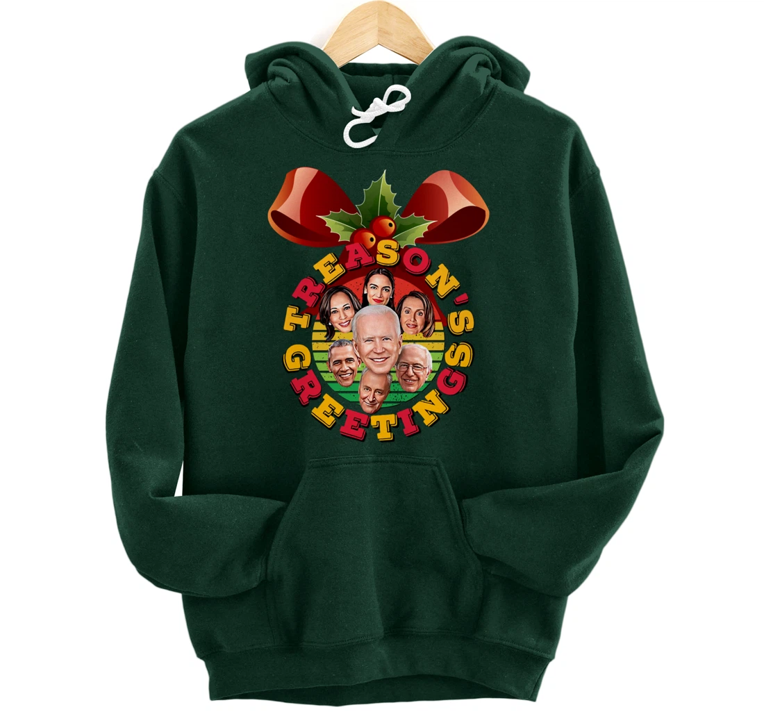 Swamp Xmas Wreath Biden Squad Trump Ugly Christmas Sweater Pullover Hoodie