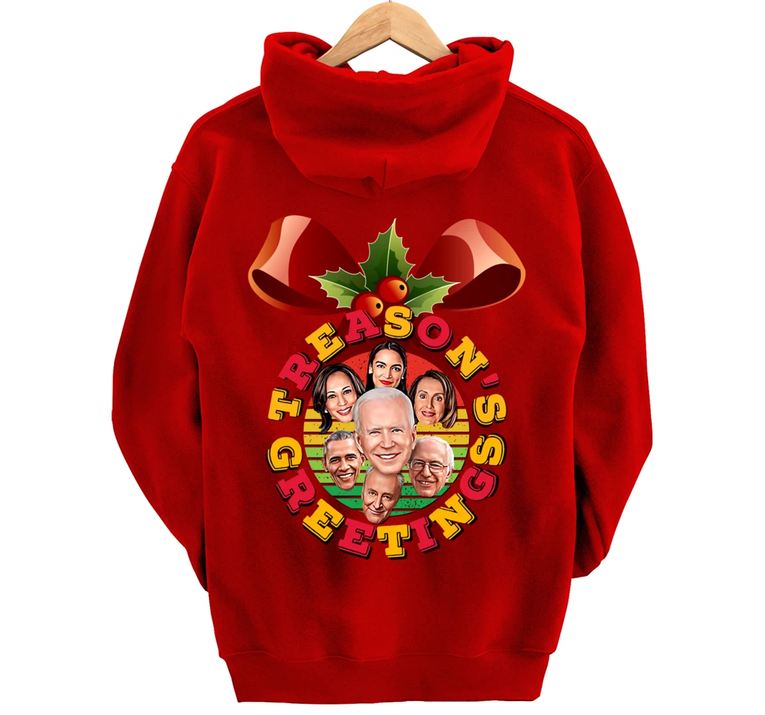 Swamp Xmas Wreath Biden Squad Trump Ugly Christmas Sweater Pullover Hoodie