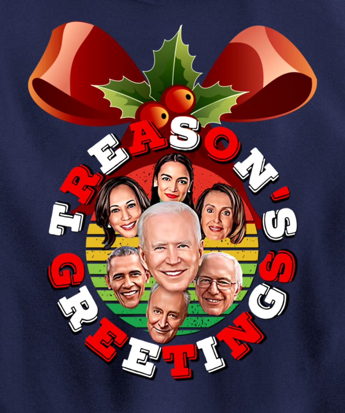 Swamp Xmas Wreath Biden Squad Trump Ugly Christmas Sweater Pullover Hoodie