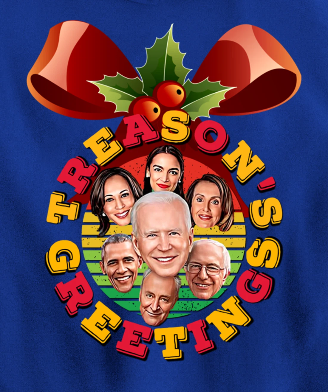 Swamp Xmas Wreath Biden Squad Trump Ugly Christmas Sweater Pullover Hoodie