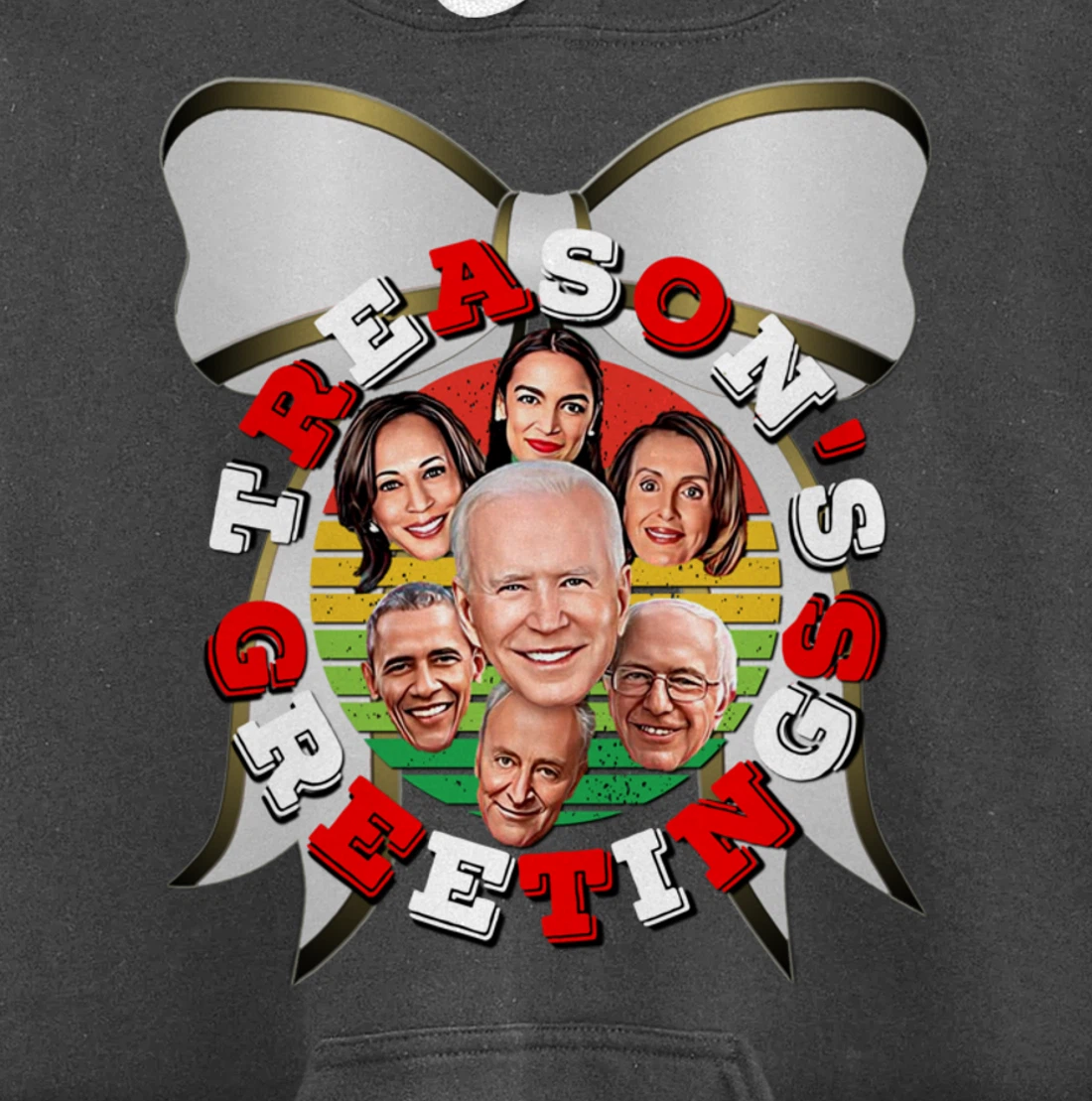 Swamp Xmas Wreath Biden Squad Trump Ugly Christmas Sweater Pullover Hoodie