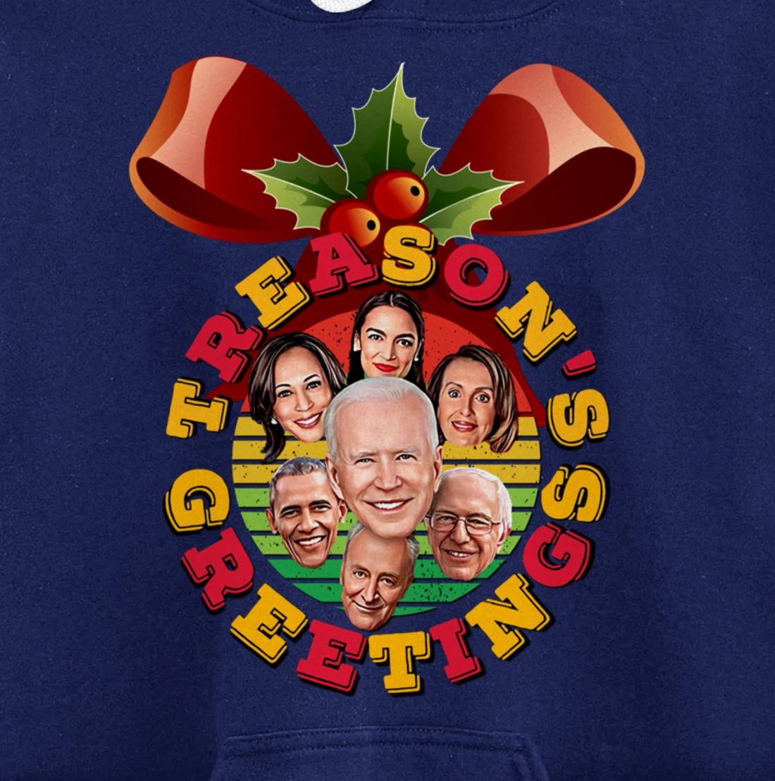 Swamp Xmas Wreath Biden Squad Trump Ugly Christmas Sweater Pullover Hoodie