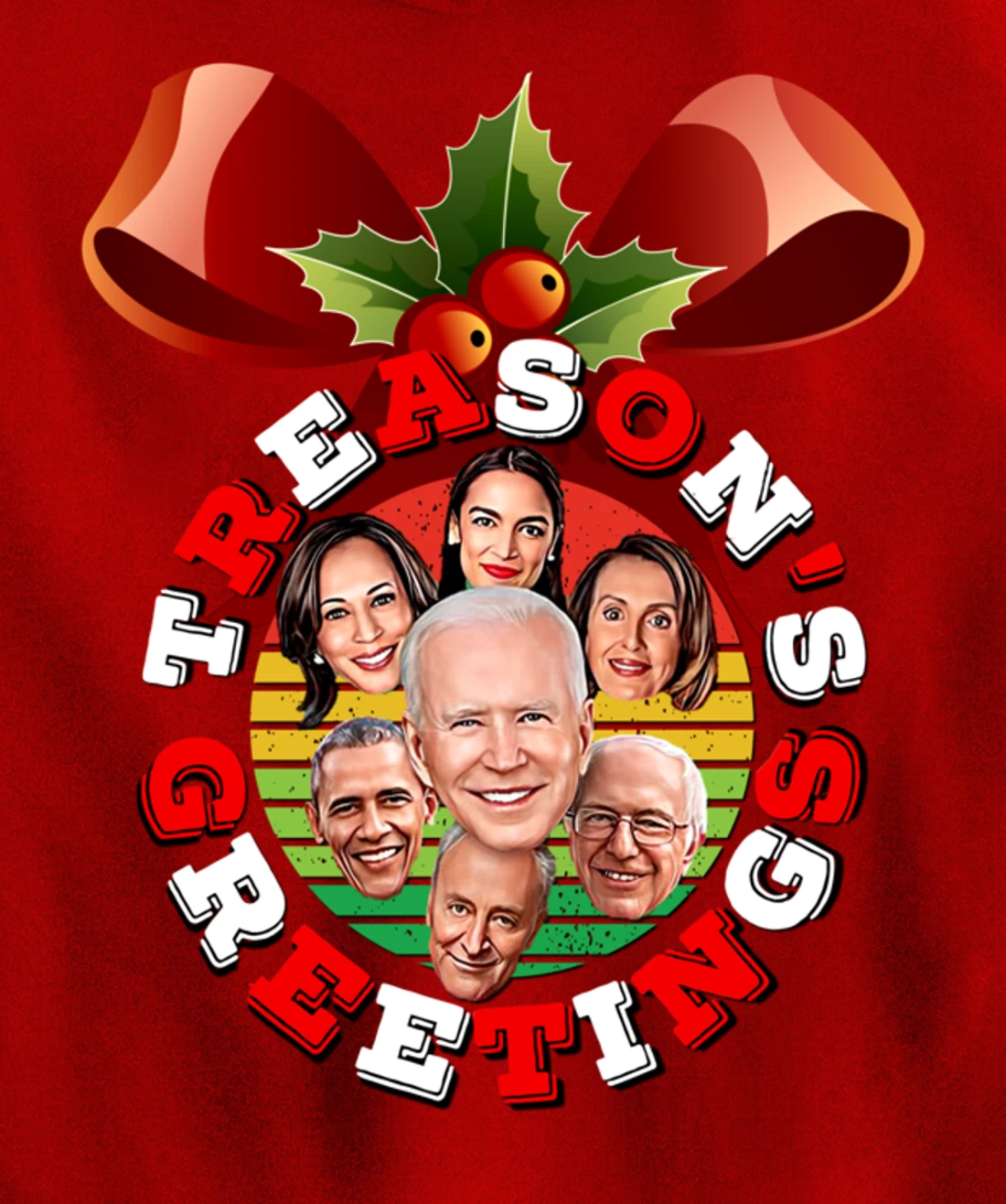 Swamp Xmas Wreath Biden Squad Trump Ugly Christmas Sweater Pullover Hoodie