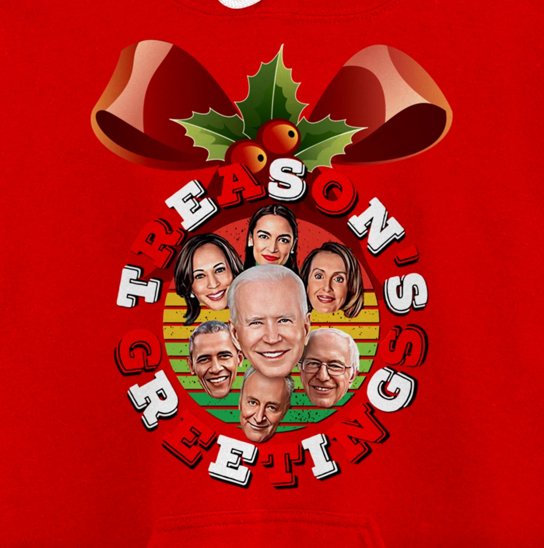 Swamp Xmas Wreath Biden Squad Trump Ugly Christmas Sweater Pullover Hoodie