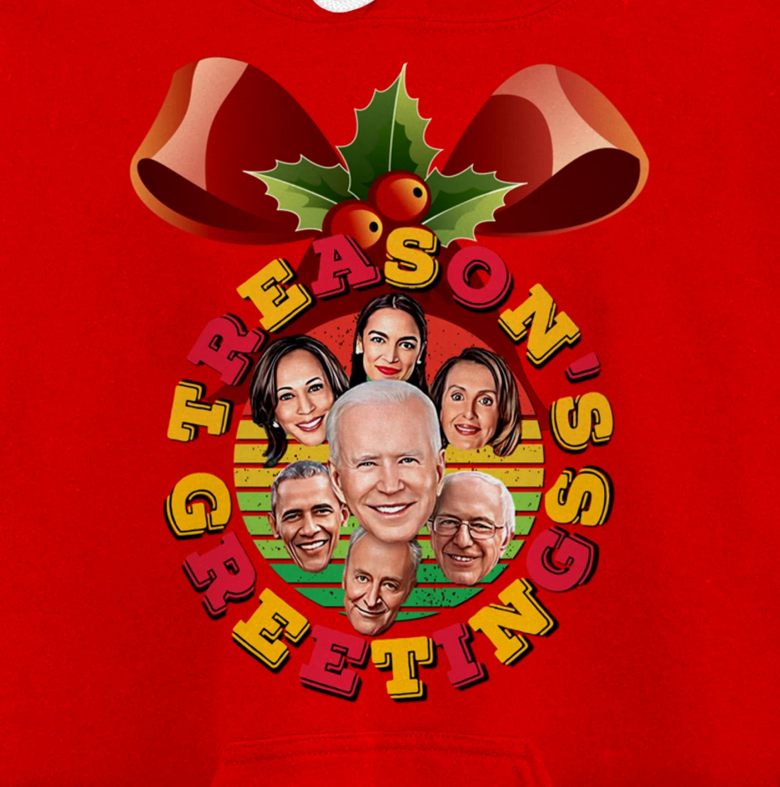 Swamp Xmas Wreath Biden Squad Trump Ugly Christmas Sweater Pullover Hoodie