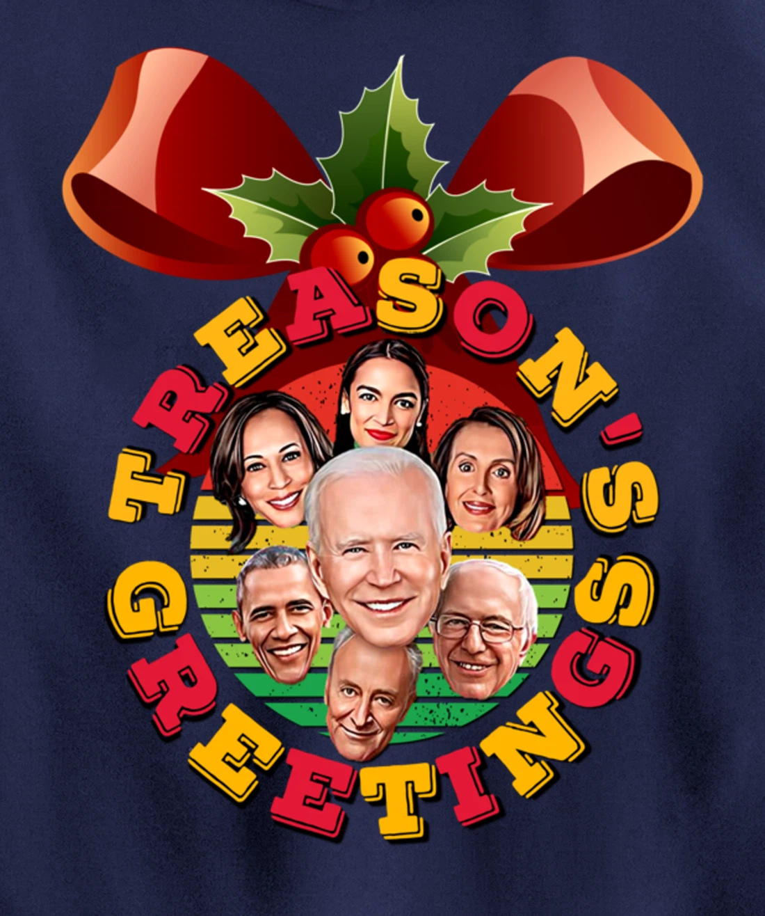 Swamp Xmas Wreath Biden Squad Trump Ugly Christmas Sweater Pullover Hoodie