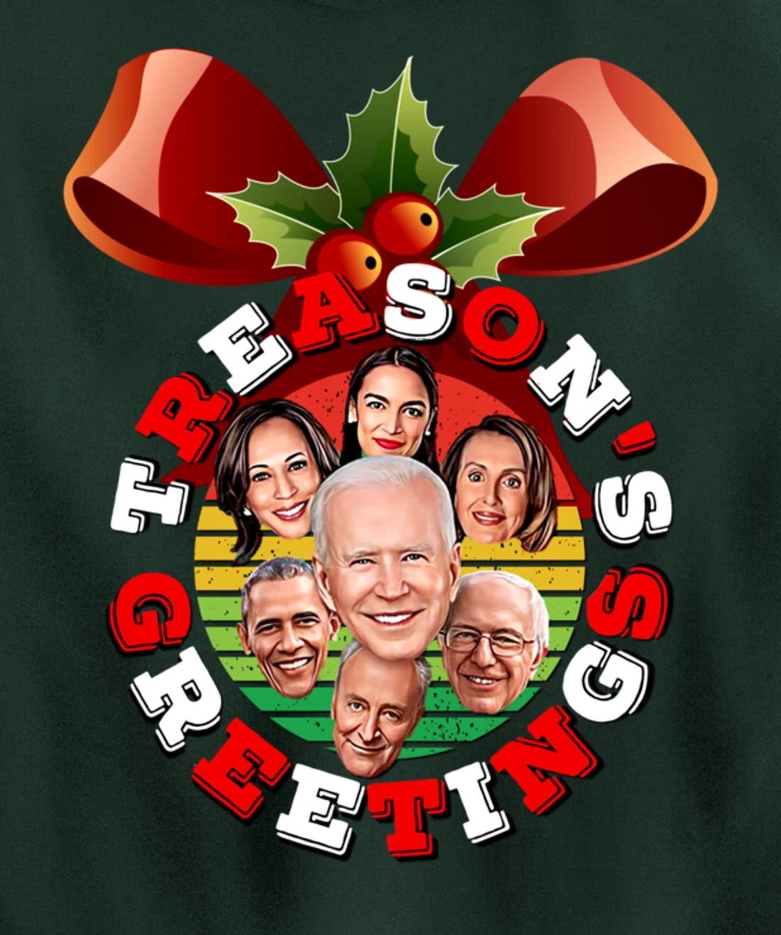 Swamp Xmas Wreath Biden Squad Trump Ugly Christmas Sweater Pullover Hoodie