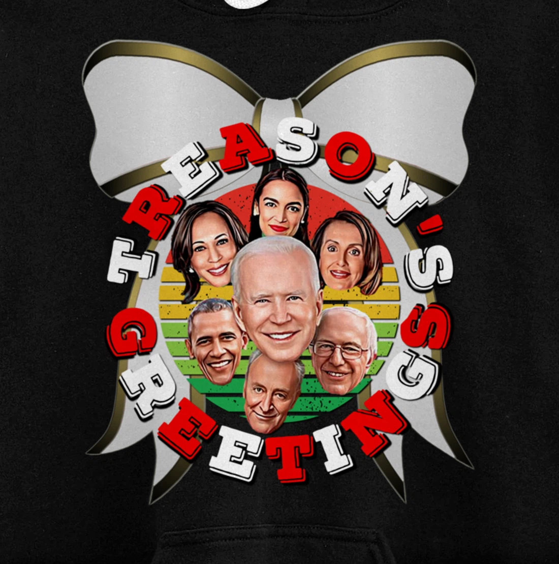 Swamp Xmas Wreath Biden Squad Trump Ugly Christmas Sweater Pullover Hoodie