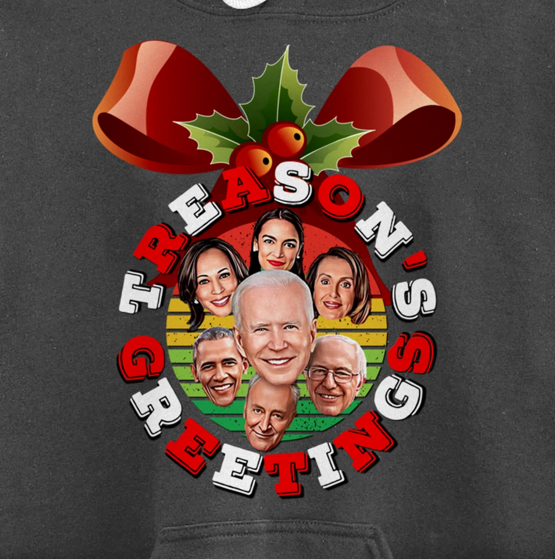 Swamp Xmas Wreath Biden Squad Trump Ugly Christmas Sweater Pullover Hoodie