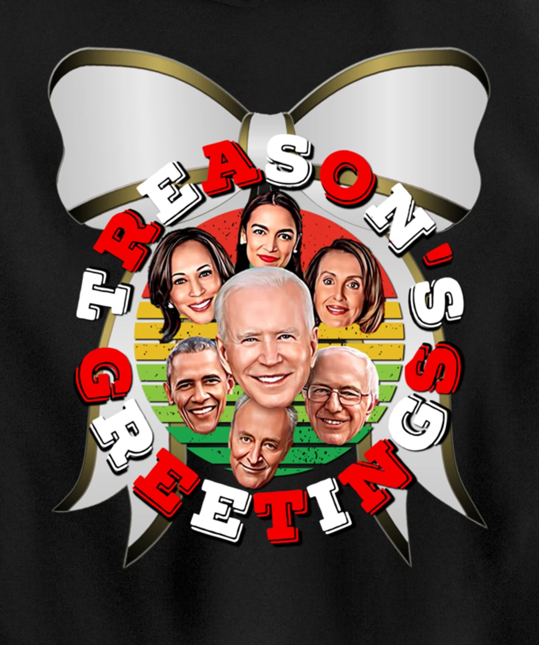 Swamp Xmas Wreath Biden Squad Trump Ugly Christmas Sweater Pullover Hoodie