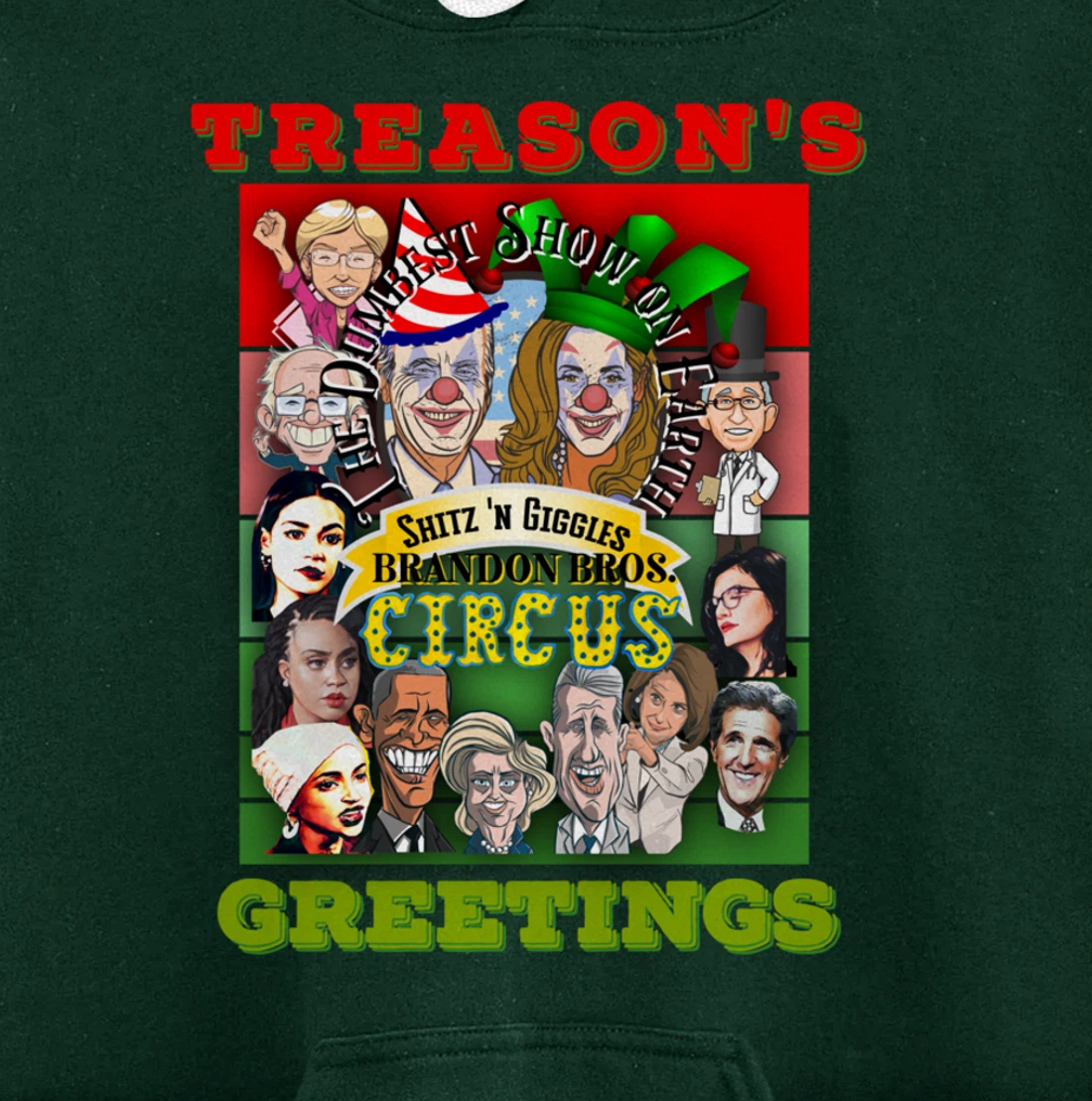 Swamp Xmas Wreath Biden Squad Trump Ugly Christmas Sweater Pullover Hoodie