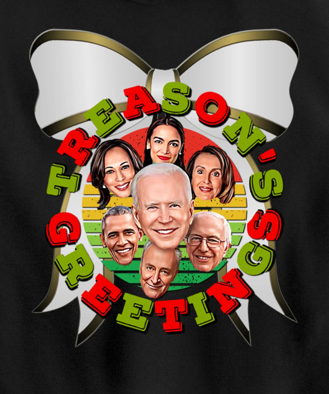 Swamp Xmas Wreath Biden Squad Trump Ugly Christmas Sweater Pullover Hoodie