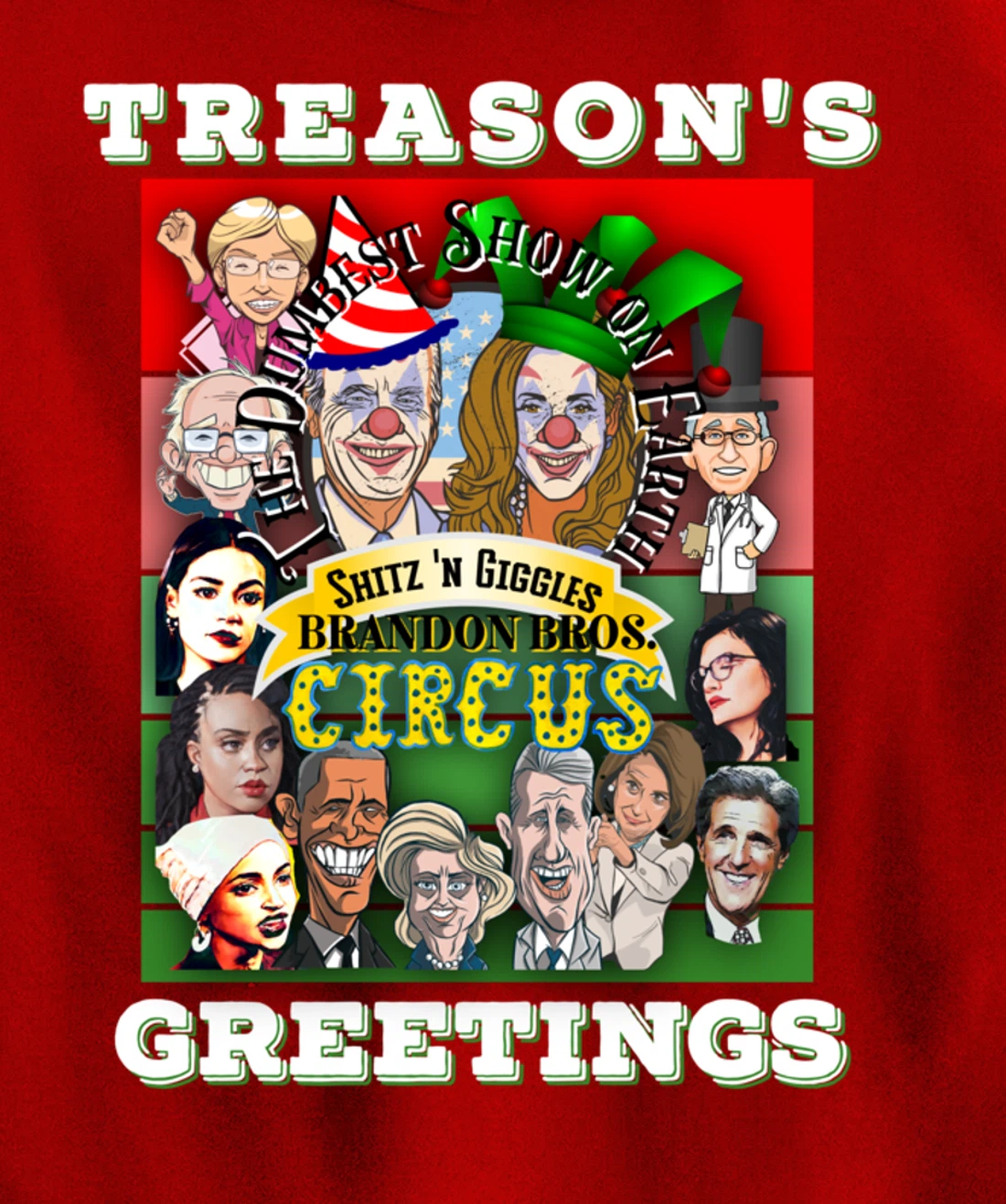 Swamp Xmas Wreath Biden Squad Trump Ugly Christmas Sweater Pullover Hoodie